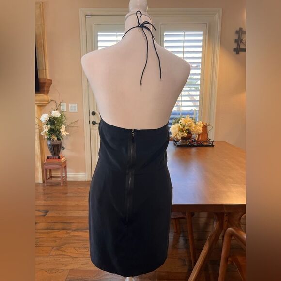Sheri Bodell Black Silk Halter Mini Dress S Metal Ring Detail Tribeca Glam NWT - Picture 6 of 9